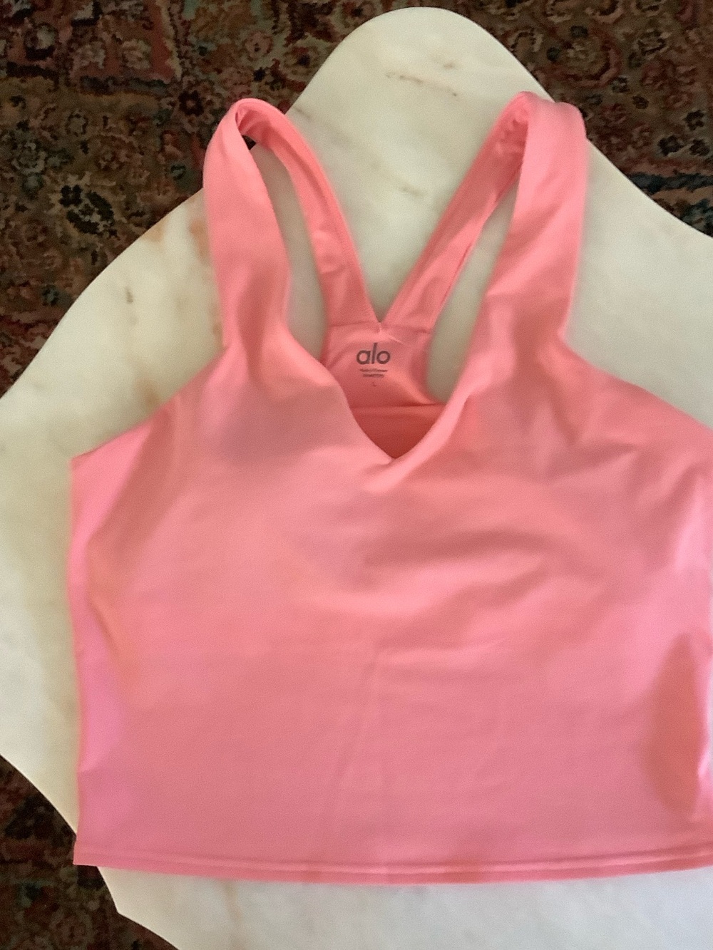 ALO Yoga Coral Sports Bra with V-Neck
